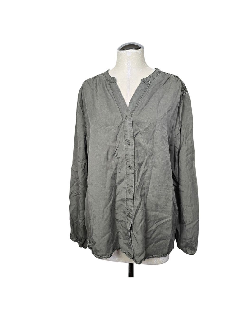 Caffe Marrakesh Button Down Olive Green Blouse XL
